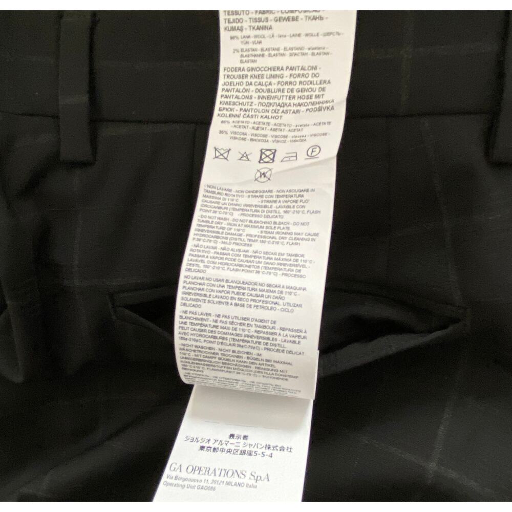 Armani Exchange Pants Men's 32x31 Slim Fit Suit Pant Wool Black Window Pane NEW - Picture 11 of 13
